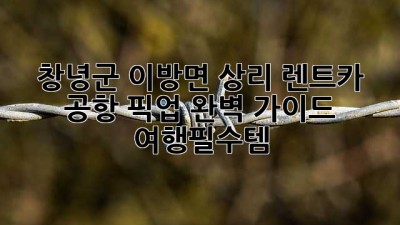 창녕군 이방면 상리 렌트카 공항 픽업🚗 완벽 가이드! #여행필수템